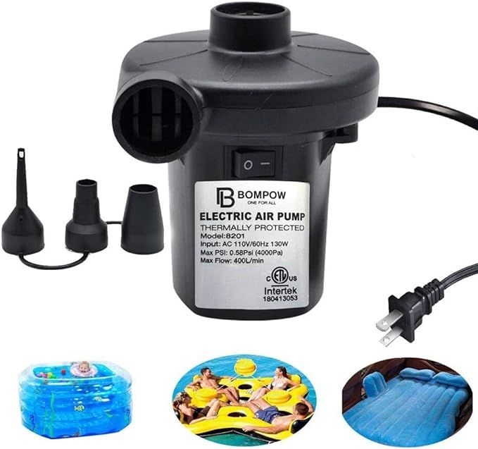 BOMPOW Electric Air Pump for Inflatables Air Mattress Pump Air Bed Pool Toy Raft Boat Quick Elect... | Amazon (US)