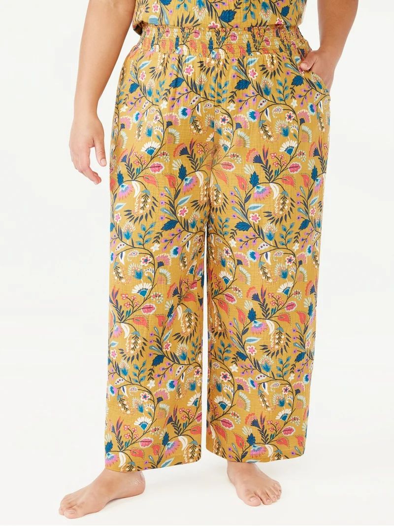 Joyspun Women's Smocked Waist Gauze Sleep Pants, Sizes S to 3X | Walmart (US)