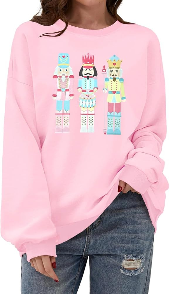 Women's Christmas Nutcracker Sweatshirt Crewneck Long Sleeve Shirt Xmas Holiday Pullover Tops | Amazon (US)