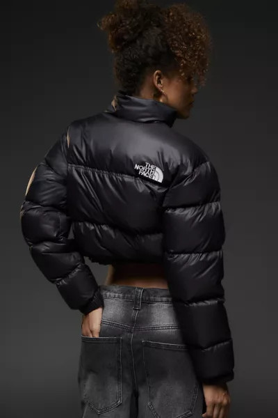 The North Face Nuptse Cropped Puffer Jacket in Black, Women's at Urban Outfitters | Urban Outfitters (US and RoW)