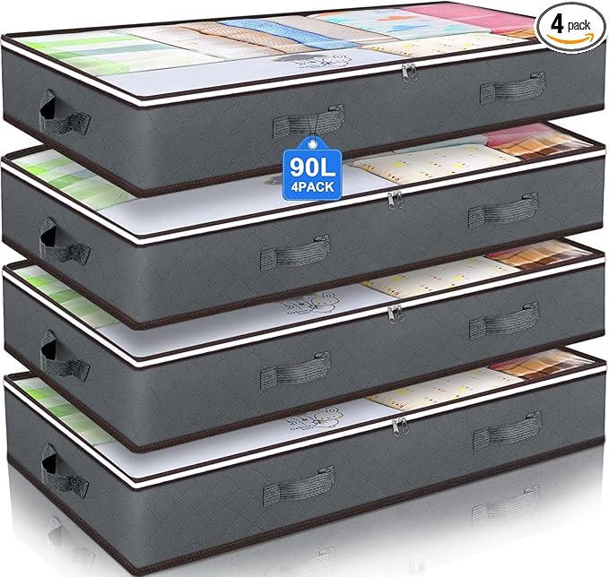 Budding Joy 90L Under Bed Storage Containers, Closet Organizers and Storage Bins, Foldable Underb... | Amazon (US)