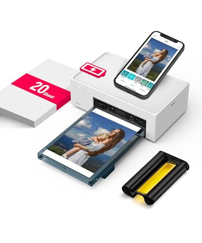 Liene White M200 4x6'' Photo Printer Battery Edition, Wireless Photo Printer for iPhone Android, Dye Sublimation Printing Full-Color Photo 20-Sheet, Portable Picture Printer Ideal for Travel Home Use | Amazon (US)