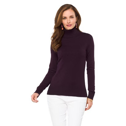 Long Sleeve Rib Turtleneck Sweater Purple XL - Merona | Target