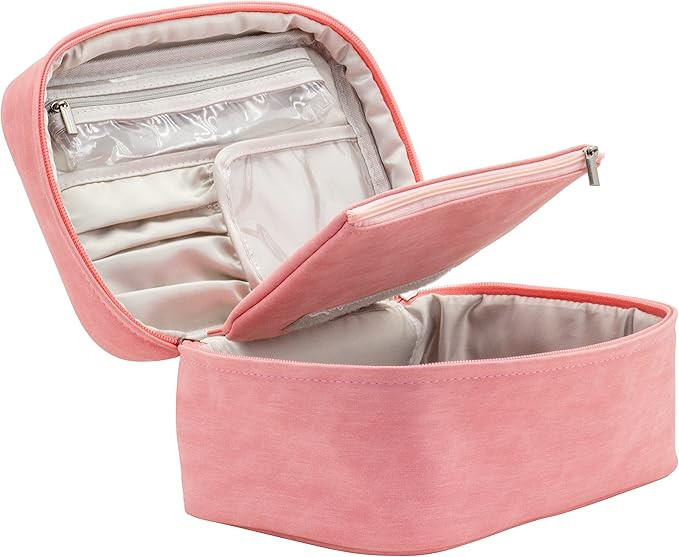 Makeup Bag PU Leather Travel Make Up Organizer Cosmetic Cases for Purse for Woman/Girls PAZIMIIK-... | Amazon (US)