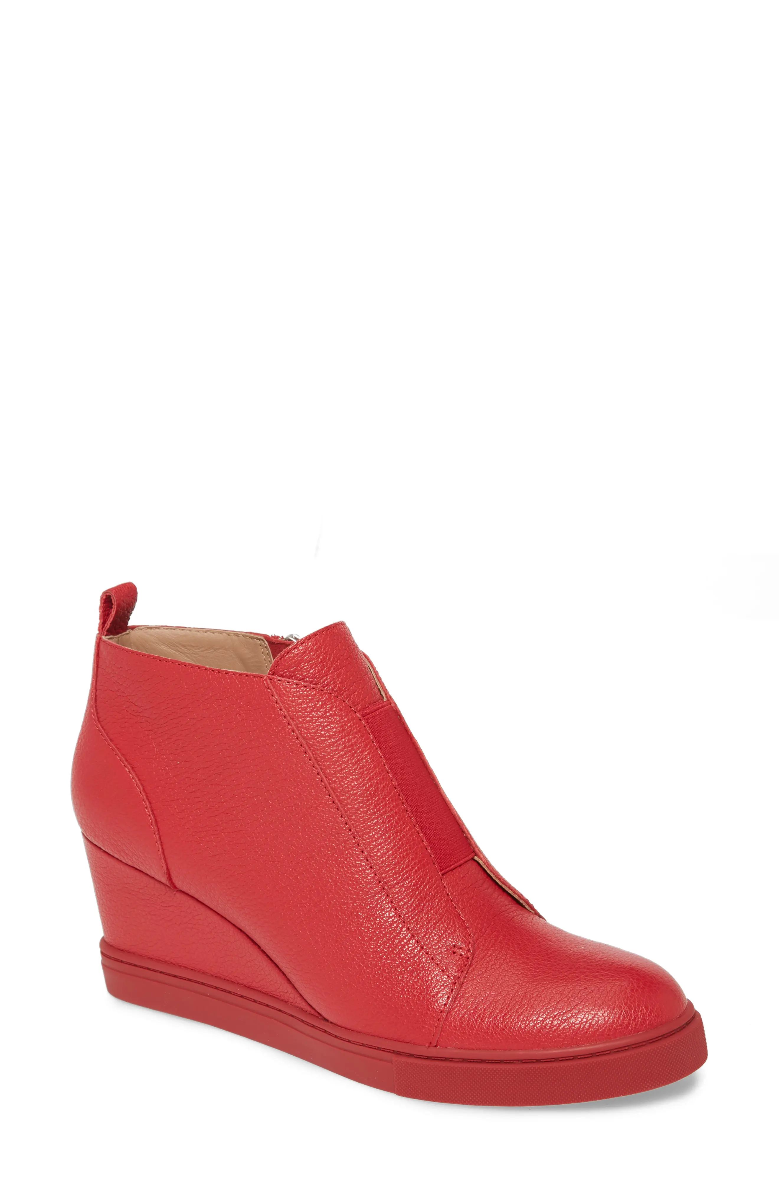 Linea Paolo Felicia Wedge Sneaker in Red Leather at Nordstrom, Size 5 | Nordstrom