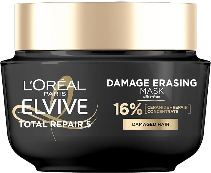 L'Oreal Paris Elvive Total Repair 5 Damage-Erasing Balm Mask, Rinse-Out Hair Treatment, 8.5 fl oz... | Amazon (US)
