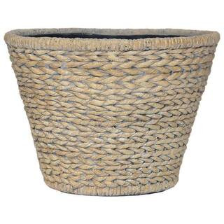13.5 in. D Composite Round Nesting Faux Woven Pot in White Washed Beige PC7810WWBg | The Home Depot