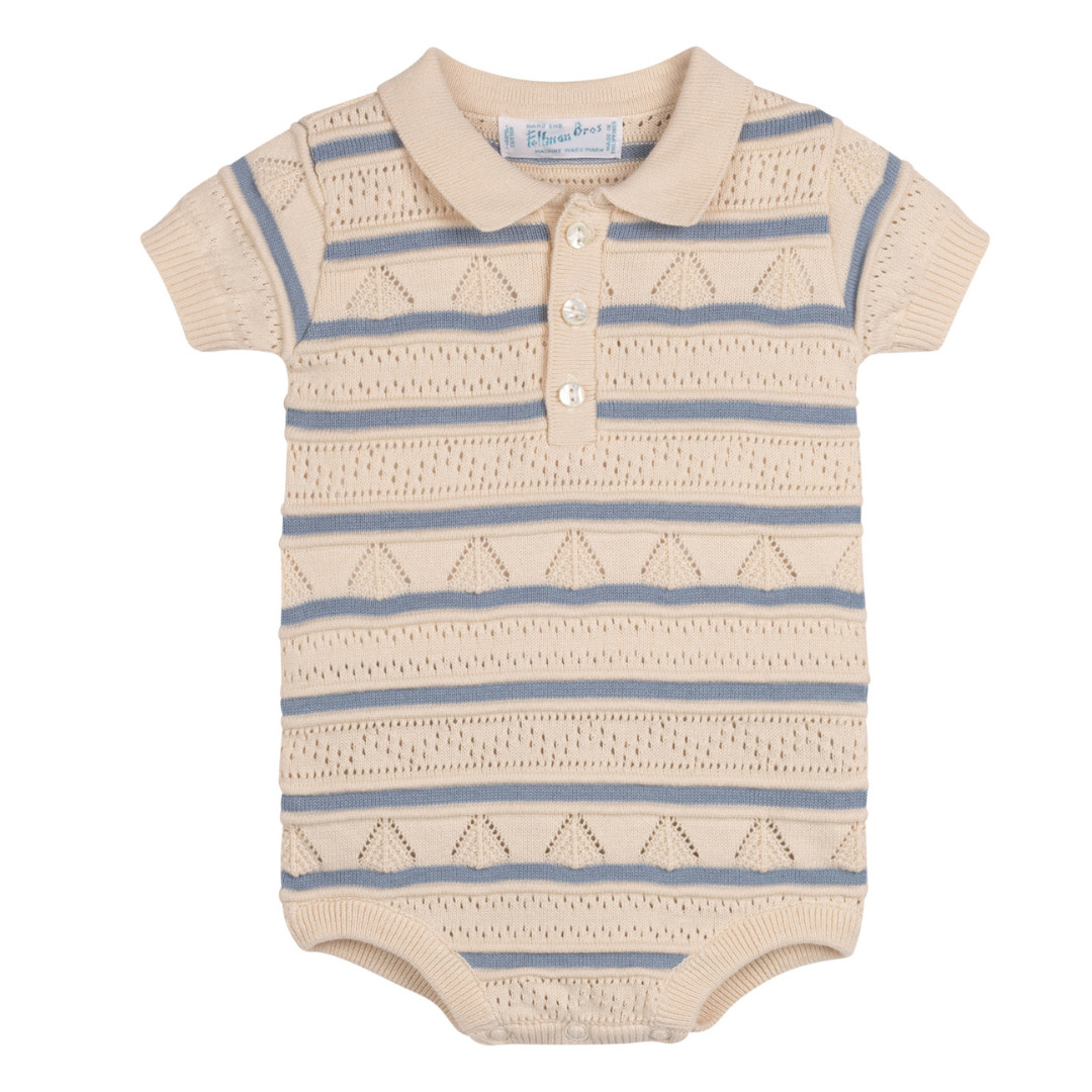 Boys Pointelle Striped Knit Romper | Feltman Brothers
