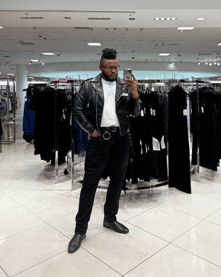 Channeling biker vibes with my go-to work ensemble: sleek black Chelsea boots, classic straight leg jeans, crisp white tee, and a touch of edge with my trusty black motorcycle jacket. Ready to conquer the day in style! #WorkOOTD 

#LTKworkwear #LTKmens