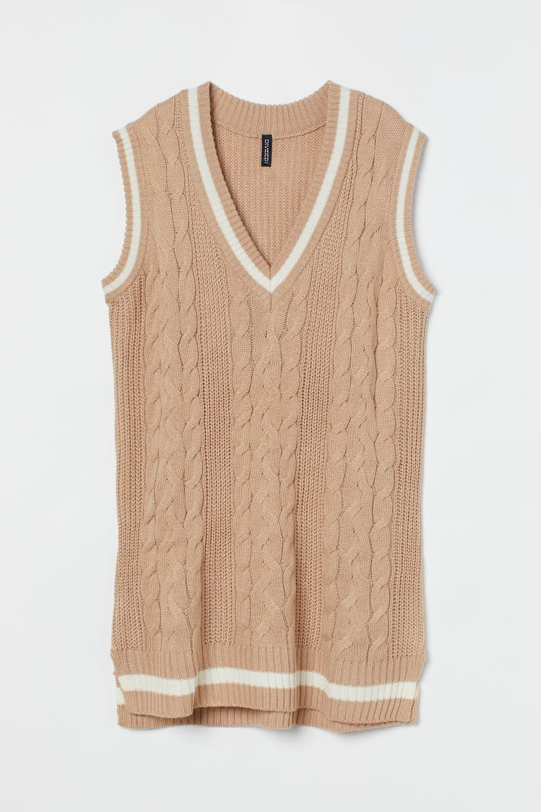 H & M - Knit Sweater Vest Dress - Beige | H&M (US + CA)