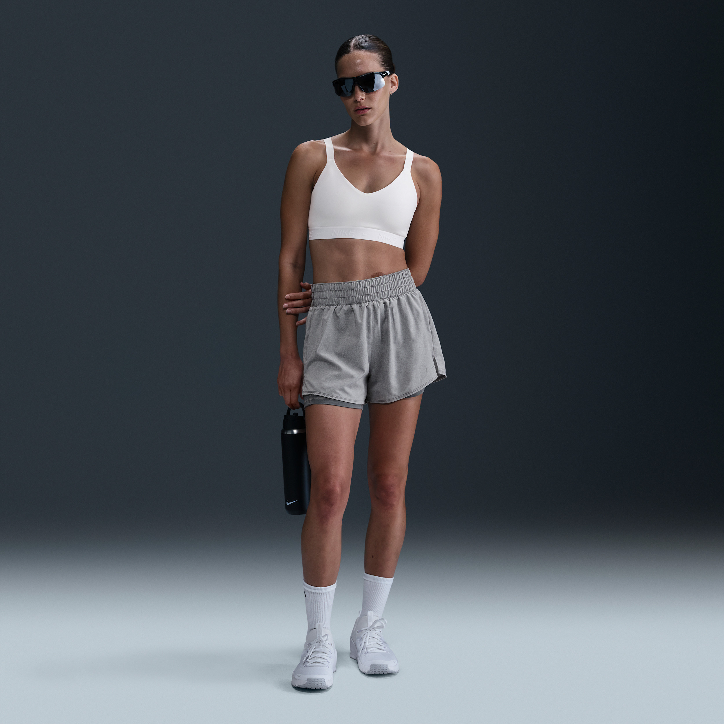 Nike Women's One Dri-FIT High-Waisted 3" 2-in-1 Shorts in Grey | DX6016-084 | Nike (US)