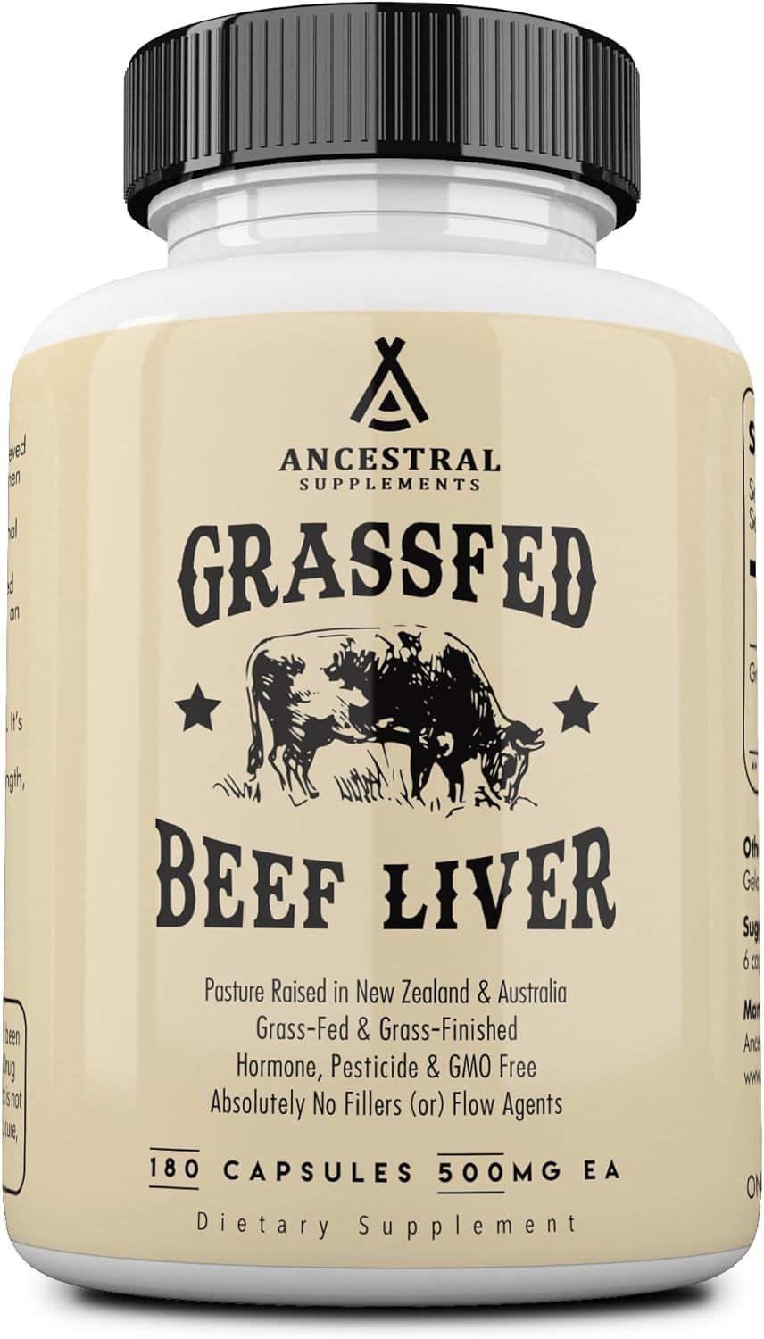 Ancestral Supplements Grass Fed Beef Liver 180 Capsules, Supports Energy Production, Detoxificati... | Amazon (US)