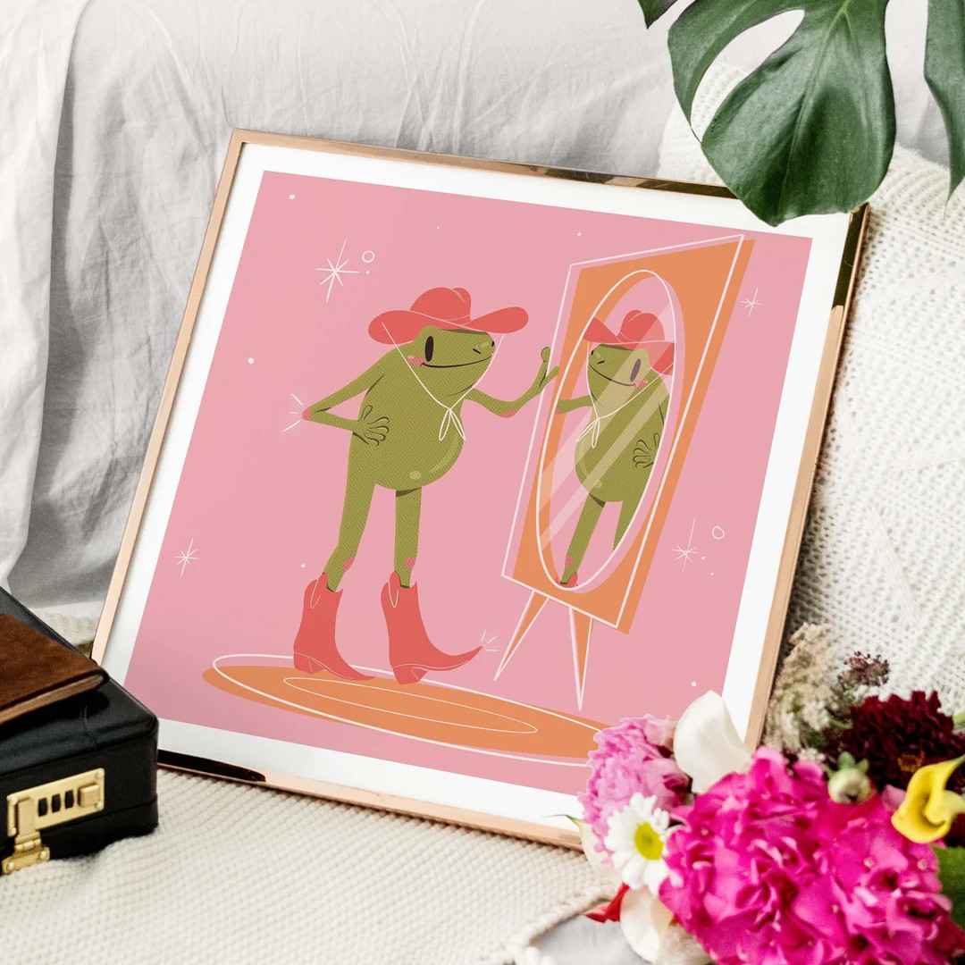 Howdy Partner Frog Art Print Frog Aesthetic Art Print Pink - Etsy | Etsy (US)
