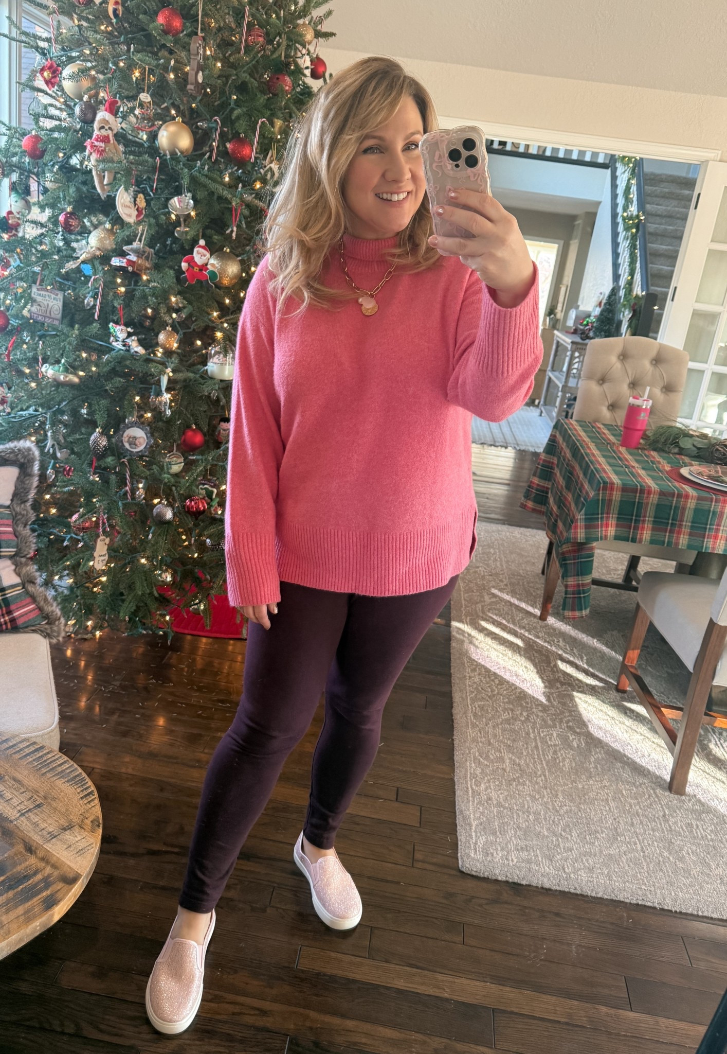 This outfit is so cozy. The leggings are fleece lined. Shoes are from the girls section. I am a 7.5 normally and these shoes are girls size 5 and super sparkly! 

#LTKootd #LTKFindsUnder50 #LTKMidsize