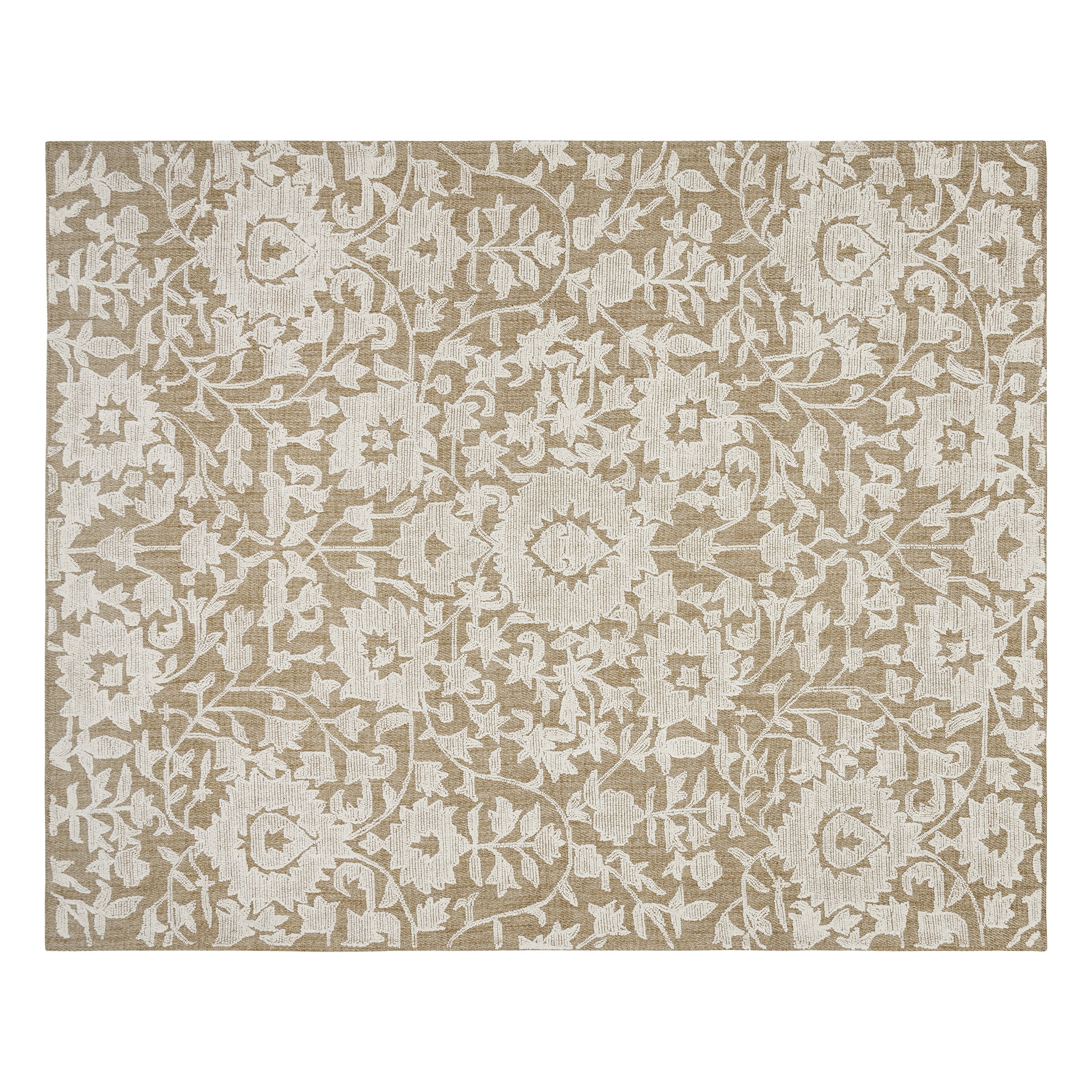My Texas House Flora Natural Wool Floral Indoor Area Rug 9' x 12' for Living Room and Bedroom | Walmart (US)
