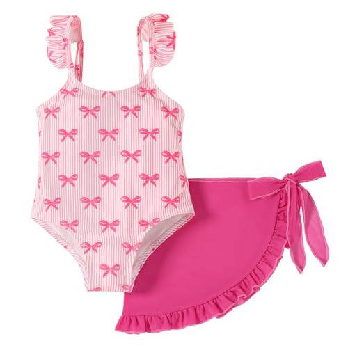 Kionio Toddler Baby Girl Swimsuit One Piece Girls Bathing Suit Adjustable Strap Ruffle Swimwear with Cover Up | Amazon (US)