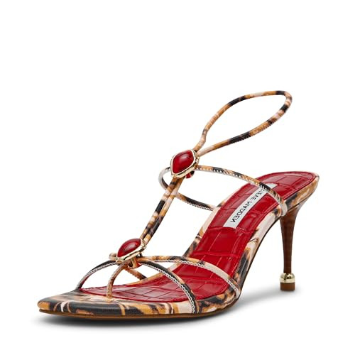 Steve Madden Women's Ramos Heeled Sandal, Red/Brown Print Stones, 11 | Amazon (US)