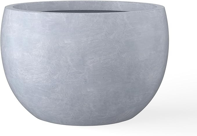 Kante 19.9" Dia Lightweight Concrete Outdoor Round Bowl Planter, Outdoor/Indoor Large Planters Po... | Amazon (US)