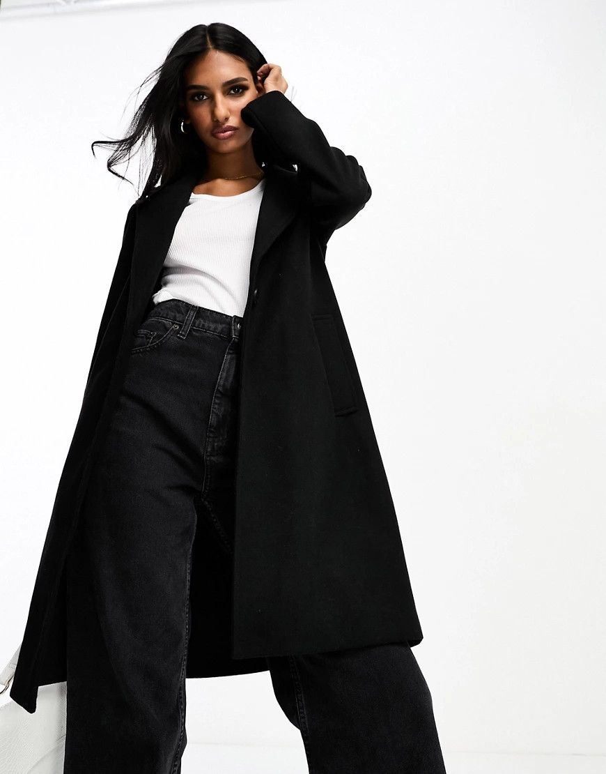 Stradivarius tailored pea coat in black | ASOS (Global)