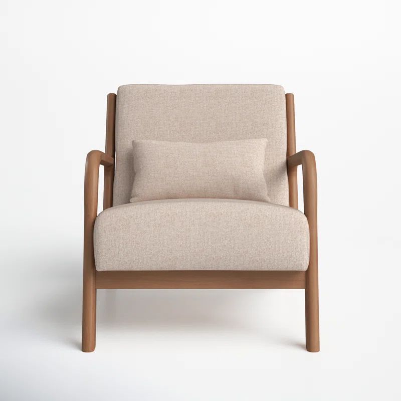 Hertford Upholstered Linen Blend Accent Chair with Wooden Legs and One Pillow | Wayfair North America