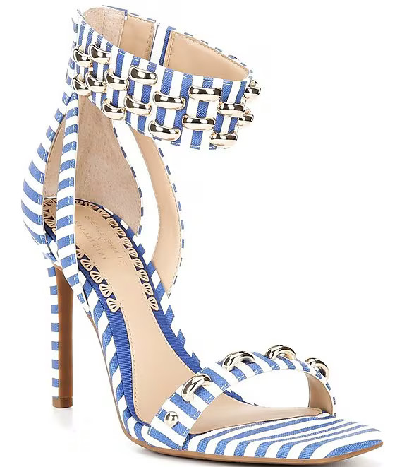 Gianni Bini x Shea Leigh Mills Carter Striped Embellished Ankle Wrap Dress Sandals | Dillard's | Dillard's