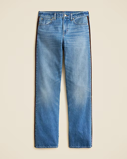 Mid-rise relaxed straight jean with suede stripe | J. Crew US