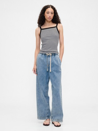 High Rise Pull-On Wide-Leg Jeans | Gap Factory
