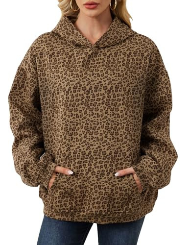 Eutten Women's Leopard Print Oversized Cheetah Print Hoodie Y2k Graphic Streetwear Pullover Hooded Sweatshirt | Amazon (US)