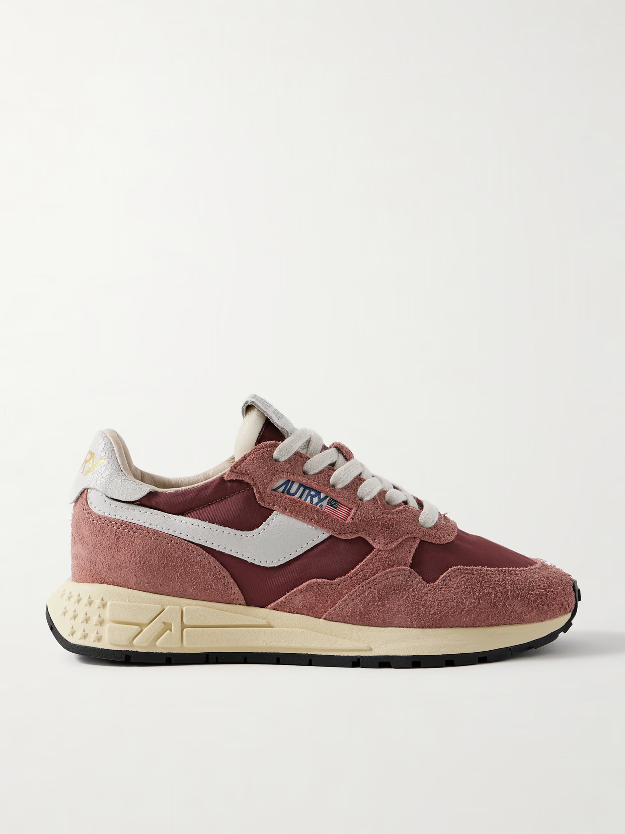 Autry - Reelwind Leather-trimmed Suede And Shell Sneakers - Burgundy | NET-A-PORTER (US)