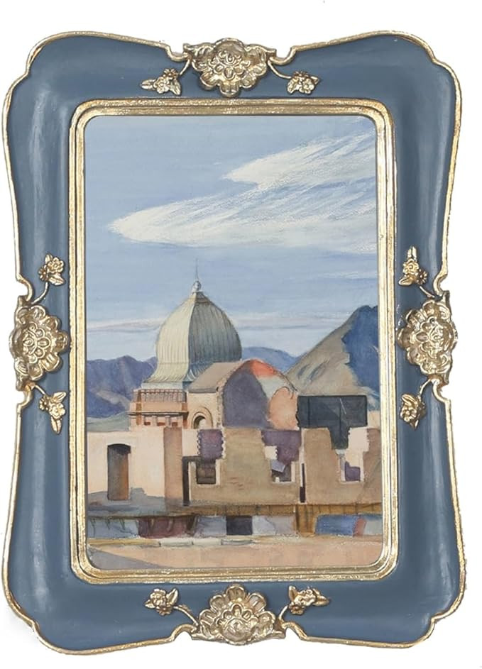 WINPLUS+ Vintage Picture Frame 5x7, Wall Mount and Tabletop Display, Art Gallery Gift (Blue and G... | Amazon (US)
