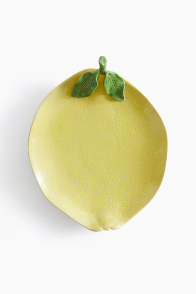 H & M - Lemon-shaped Stoneware Serving Plate - Yellow | H&M (US + CA)