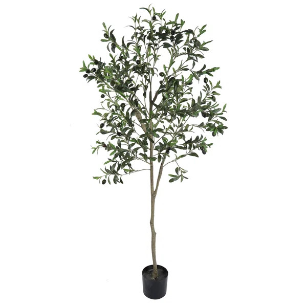 71" Artificial Olive Tree Tree in Pot | Wayfair Professional