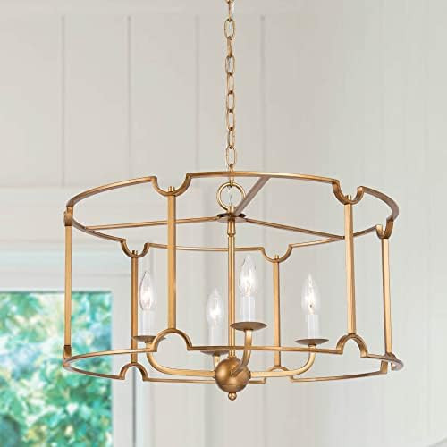 Modern Gold Chandelier, 22’’ Large Drum Chandeliers for Dining Rooms, 4-Light Round Drum Pend... | Amazon (US)