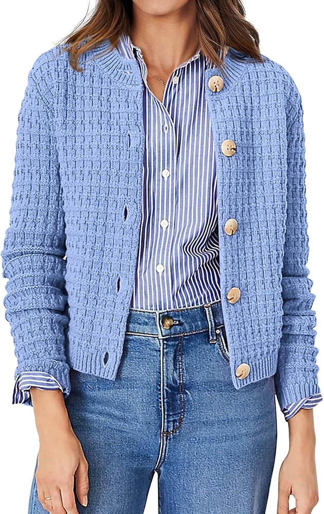 PRETTYGARDEN Women's Knit Cardigan Sweaters Casual Long Sleeve Open Front Button Down Trendy Jack... | Amazon (US)