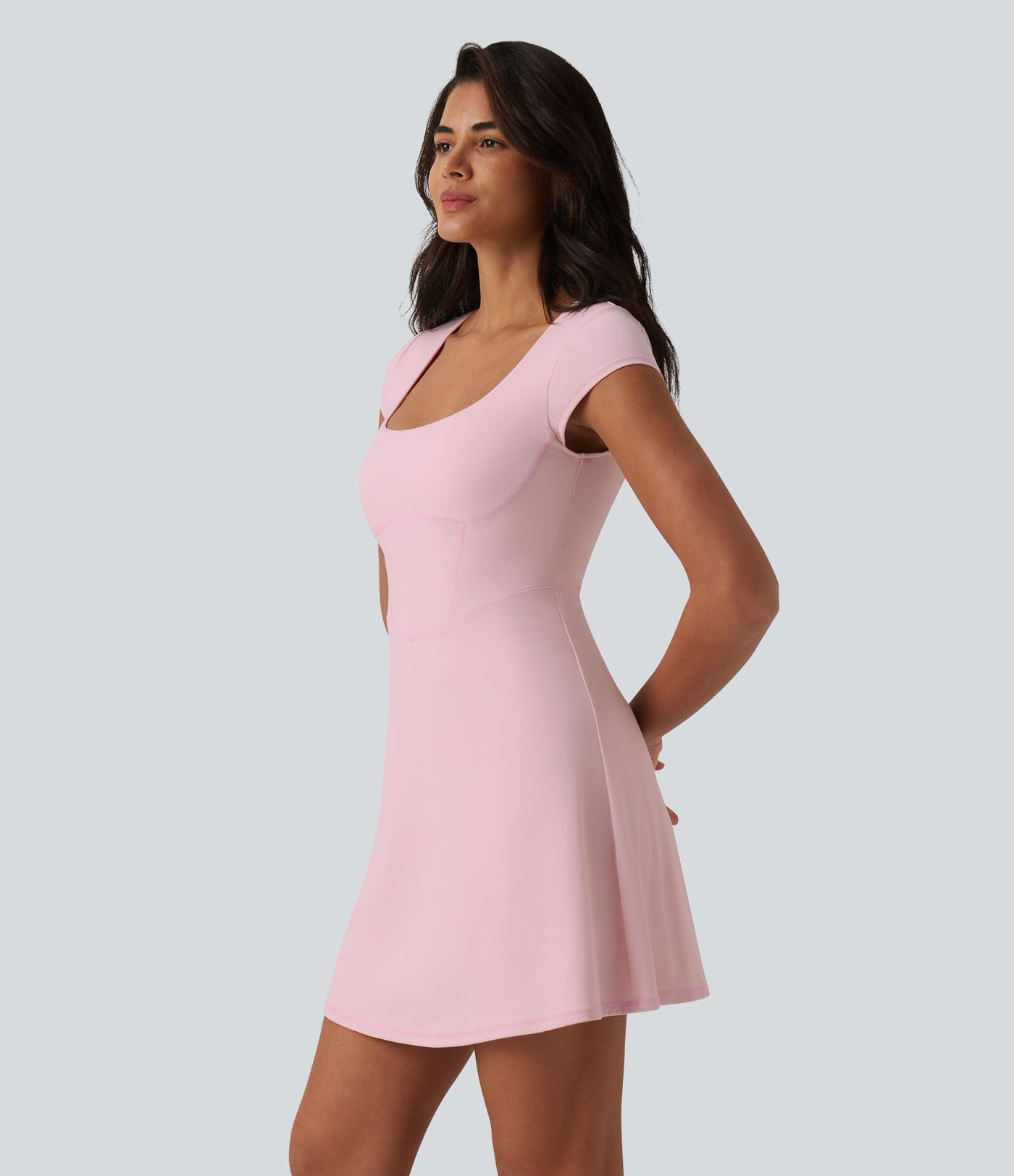 Women’s SoftlyZero™ Plush Squzre Neck Corset 2-in-1 Mini Casual Dress with Pocket - Halara | HALARA