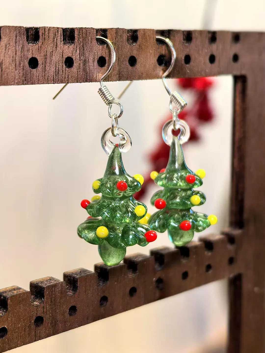 Christmas Earrings, Christmas Tree Earrings, Christmas Glass Earrings, Christmas Gifts, Handmade ... | Etsy (US)