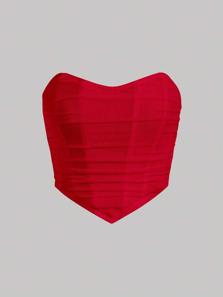 SHEIN MOD Ruched Bandana Hem Crop Tube Top | SHEIN