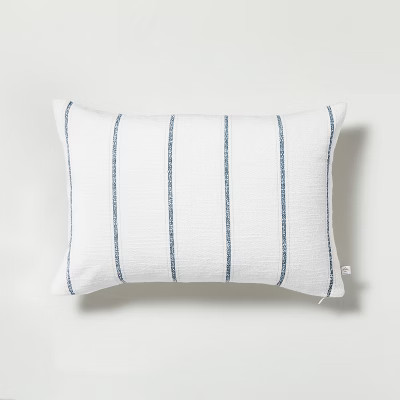 14" x 20" Vertical Stripe Throw Pillow Blue/White - Hearth & Hand™ with Magnoli... | Target