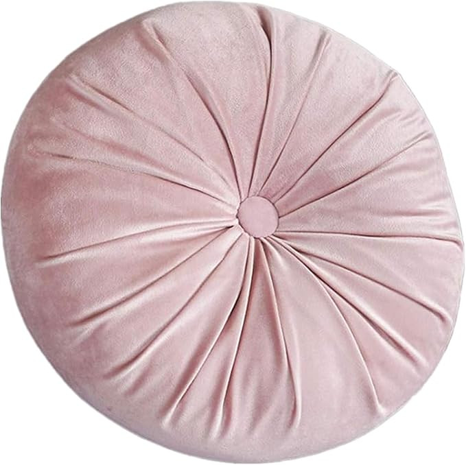 Prettybuy Round Throw Pillow, 13.7 Inch Soft Solid Color Dutch Velvet Home Decoration Pleated Rou... | Amazon (US)