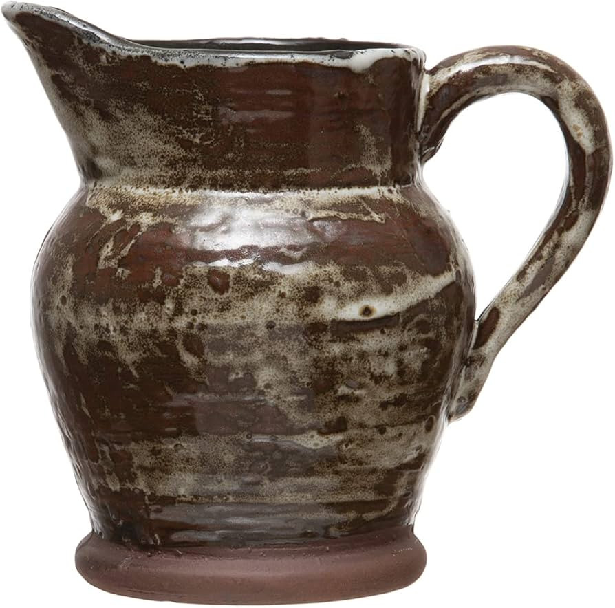 Creative Co-Op Rustic Decorative Stoneware Reactive Glaze Finish Pitcher, 5.5", Brown | Amazon (US)