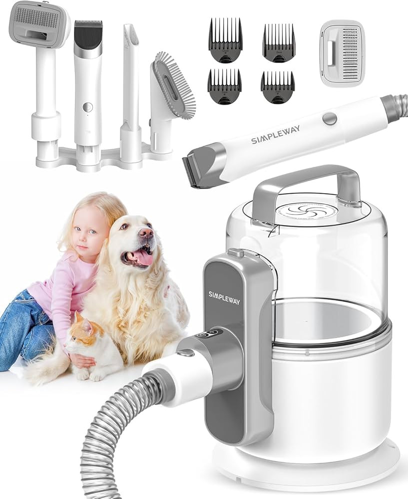 Dog Vacuum Grooming Kit for Shedding: Professional Hair Clippers Pet Groomer - Strong Suction Cle... | Amazon (US)