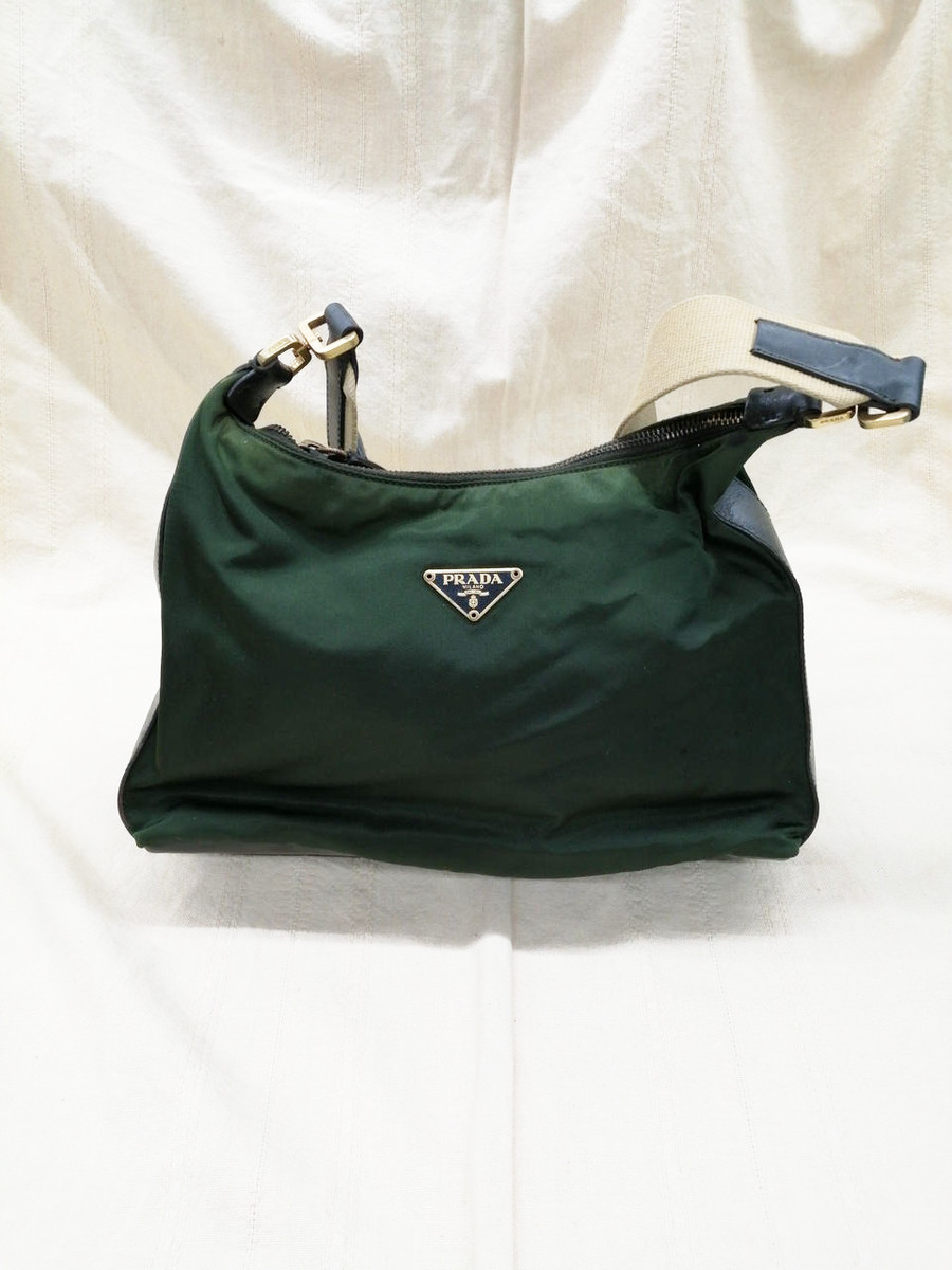 PRADA Authentic Shoulder Bag BT0129 Black Nylon Triangle Logo Plate Italy | eBay US