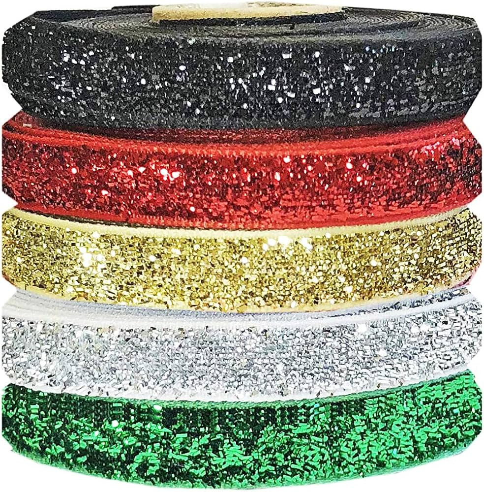 Bulk Velvet Ribbon 3/8 for Crafts-25yd 3/8" Wide Red Ribbon,Green Ribbon Christmas Ribbon for Gif... | Amazon (US)