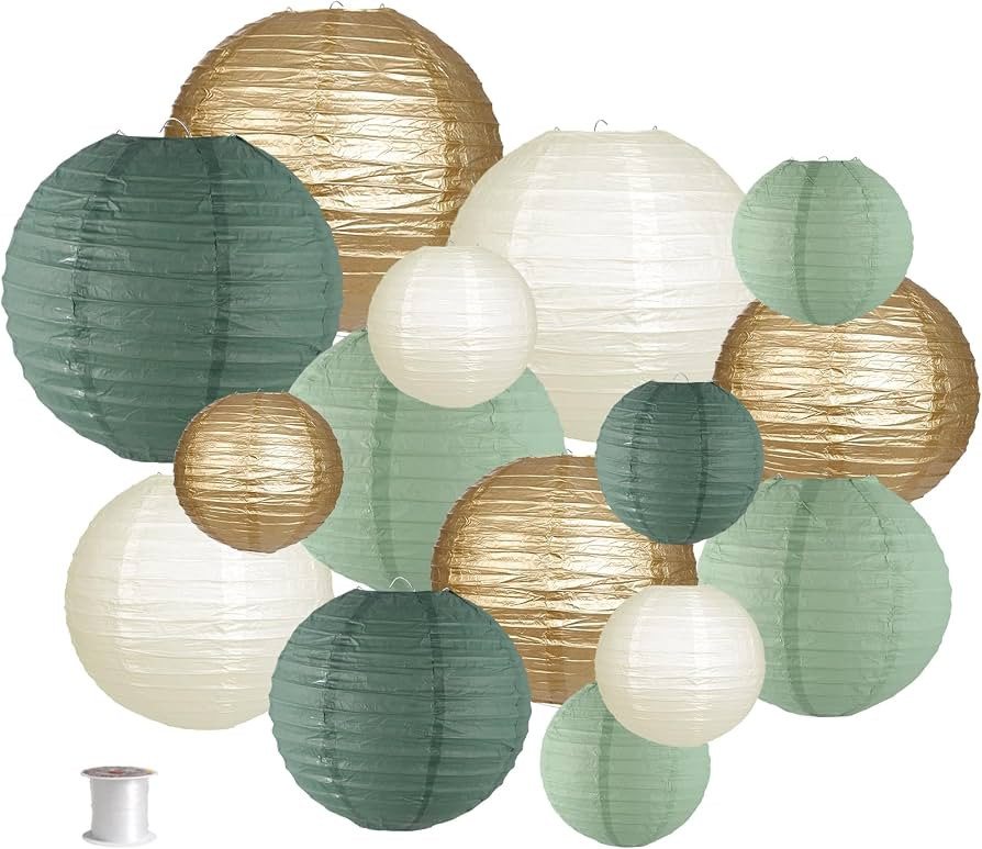 Paper Lanterns Decorative, Round Hanging Paper Lanterns Decorations for Rustic Party Bridal Showe... | Amazon (US)