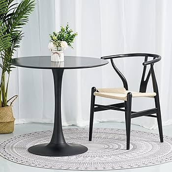 Tomile Solid Wood Wishbone Chair Y Chair Mid-Century Armrest Dining Chair, Hemp Seat (Ash-Black F... | Amazon (US)