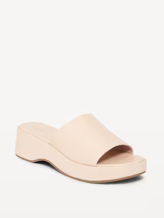 Faux-Leather Open-Toe Platform Slides for Women | Old Navy (US)