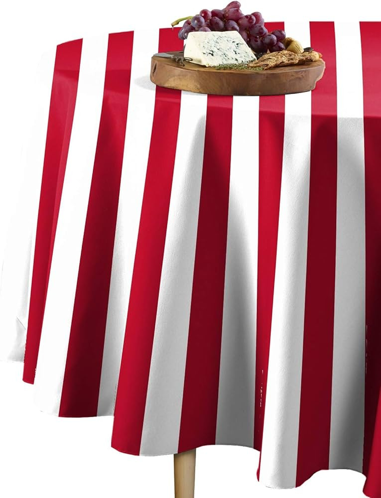 Fabric Textile Products | Red and White Striped Tablecloth | Cabana Round Tablecloth | 120" Round... | Amazon (US)