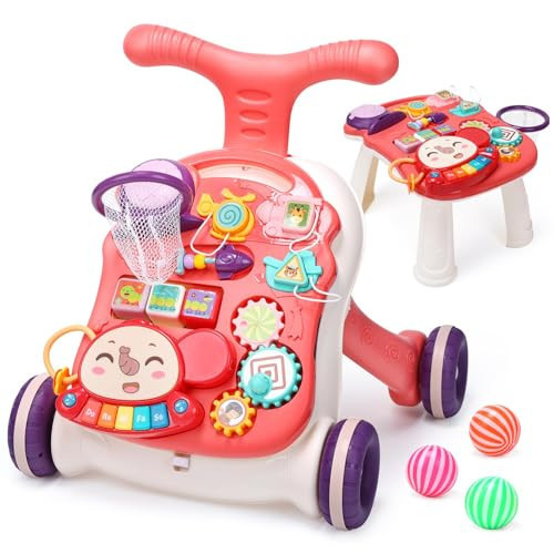 CUTE STONE Baby Walker for Boys Girls, 2 in 1 Sit-to-Stand Learning Walker and Activity Center, Baby Walking Toy, Early Learning Push Toy Gift for Infant | Amazon (US)