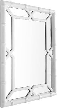 Bamboo-Look Solid Wood Window Pane Mirror 23" X 31" - White | Amazon (US)