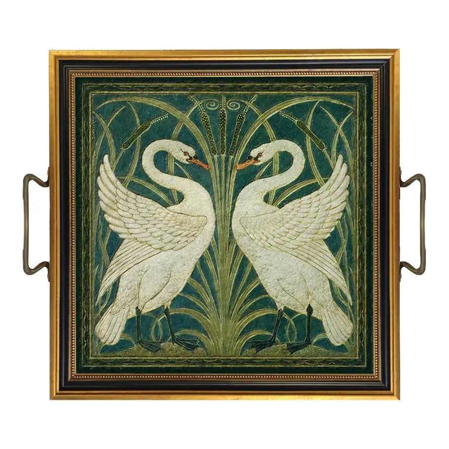Swans Tray With Brass Handles | Chairish